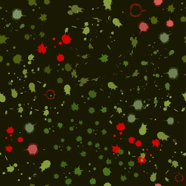 Motif Sans Couture Aquarelle Colorée Isolée Taches Vertes Rouges Sur — Image vectorielle