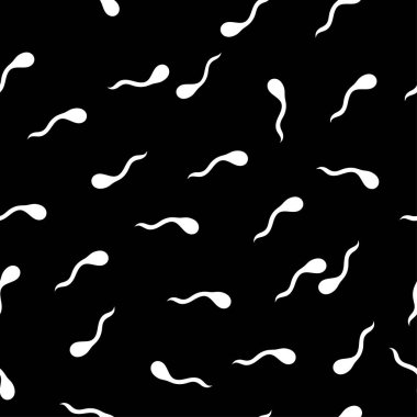 Sperm izi yok. Siyah arka planda beyaz solucanlar. Vektör. resimleme