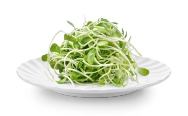 Beyaz arka plan üzerinde beyaz plaka ayçiçeği lahanası