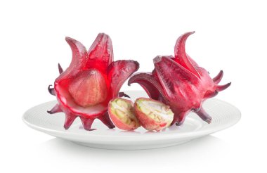 Roselle plaka beyaz arka plan üzerinde