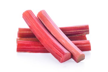 Rubarb beyaz bir arka planda saplanır.