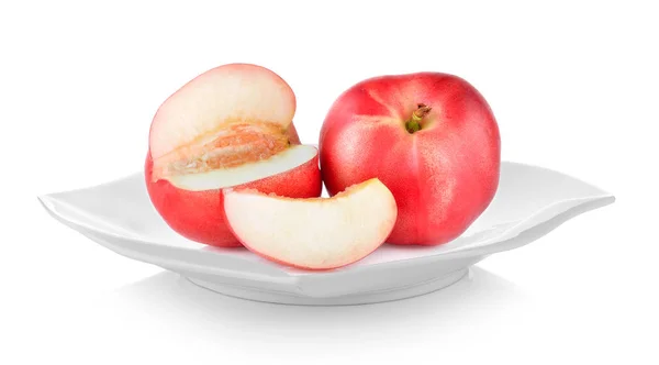 Peach Plate White Background — Stock Photo, Image