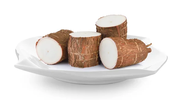 Cassava Plate White Background — Stock Photo, Image