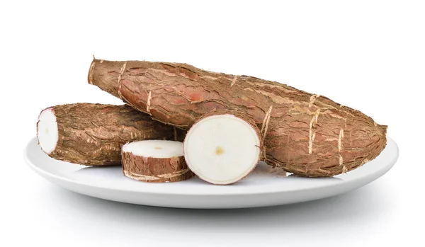 Cassava Plate Isolated White Background — Stock Photo, Image