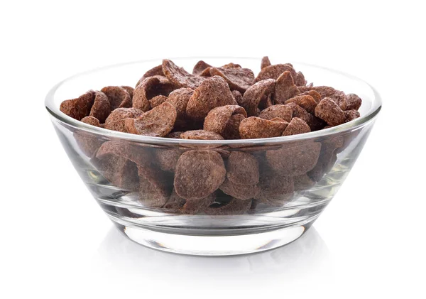 Choklad Cornflakes Skål Vit Bakgrund — Stockfoto
