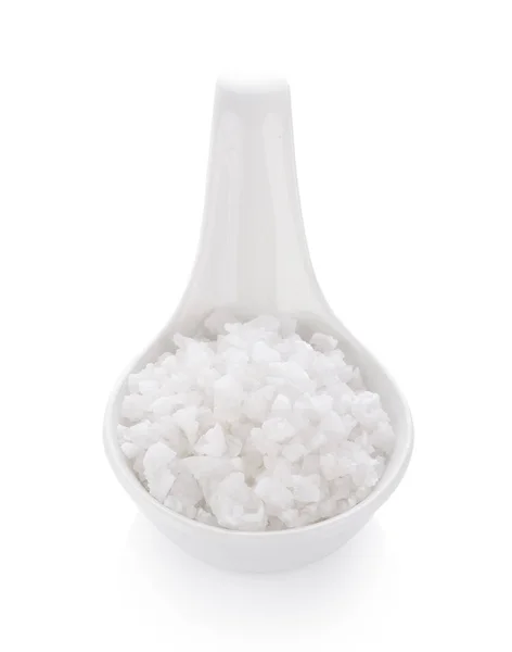 Salt Spoon White Background — Stock Photo, Image