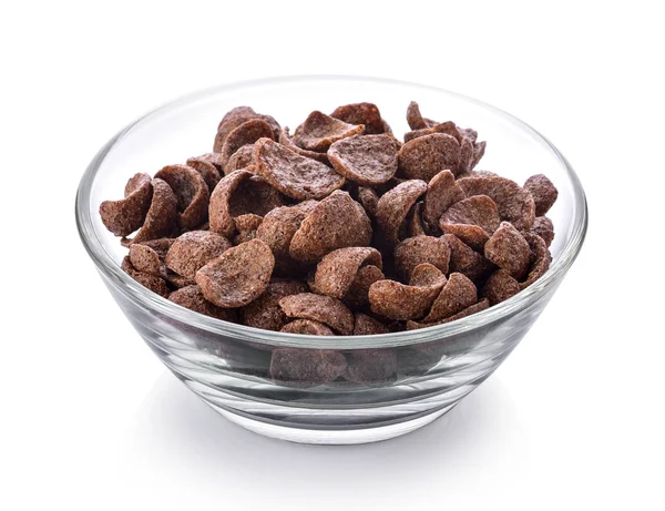Chocolate Corn Flakes Bowl White Background — Stock Photo, Image