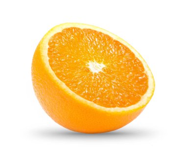Beyaz arkaplanda izole edilmiş turuncu dilim