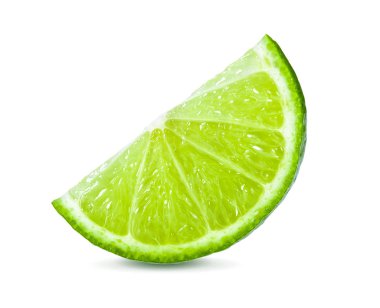 Beyaz arka planda izole edilmiş sulu limon dilimi