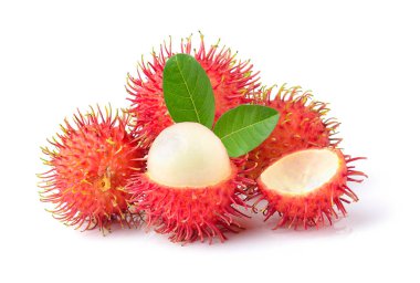  Rambutan tatlı lezzetli meyve beyaz arka planda izole