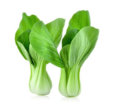 Beyaz arkaplanda bok choy sebzesi