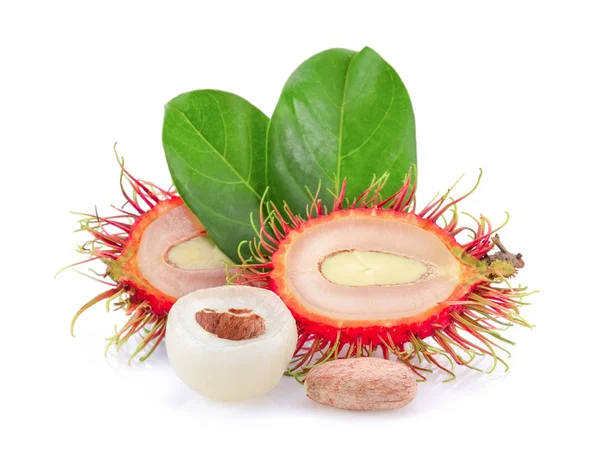 Rambutan Isolado Fundo Branco — Fotografia de Stock