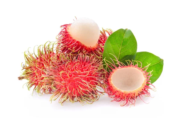 Rambutan Isolado Fundo Branco — Fotografia de Stock