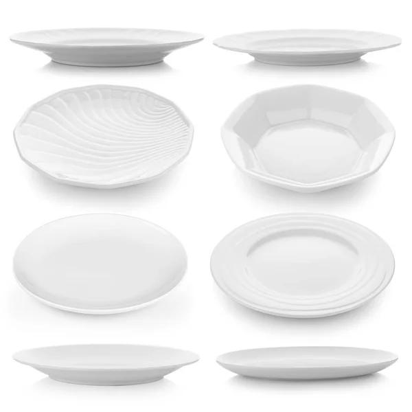 Set Piastre Sfondo Bianco — Foto Stock