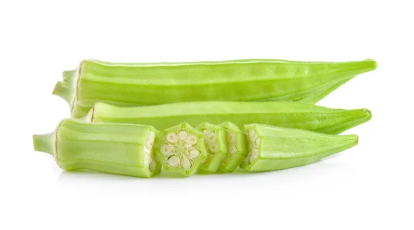 Okra Rosela Verde Sobre Fundo Branco — Fotografia de Stock