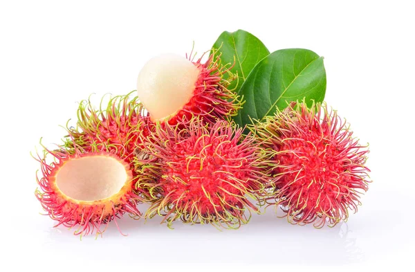 Rambutan Isolado Fundo Branco — Fotografia de Stock