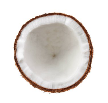 Hindistan cevizi. Beyaz arkaplanda yarı izole edilmiş