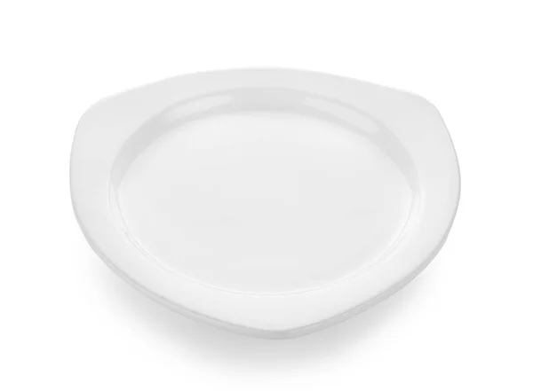 Assiette Blanche Bol Sur Fond Blanc — Photo