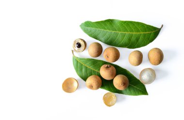 taze longan beyaz arka plan üzerinde izole. kopya alanı ile