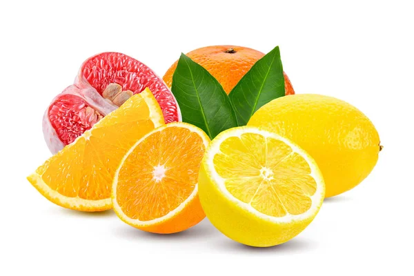 Orange Grapefruit Lemon Isolated White Background — Stock Photo, Image