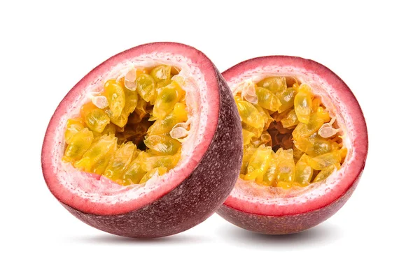 Passionfruits Isolated White Background Full Depth Field Clipping Path — Stock Photo, Image