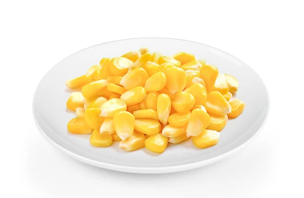 Corn Seeds Plate White Background — Stock Photo, Image