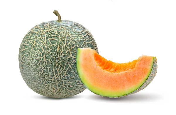 Melon Cantaloup Isolé Sur Fond Blanc — Photo