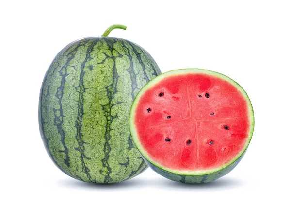 Watermeloen Witte Achtergrond Met Uitknippad — Stockfoto
