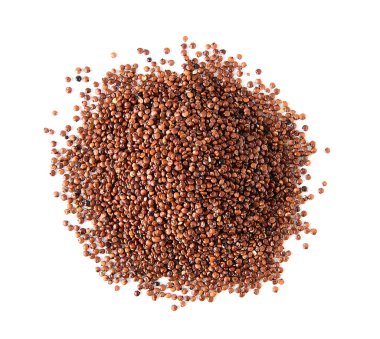 Beyaz arka plan üzerinde Quinoa. üstten görünüm