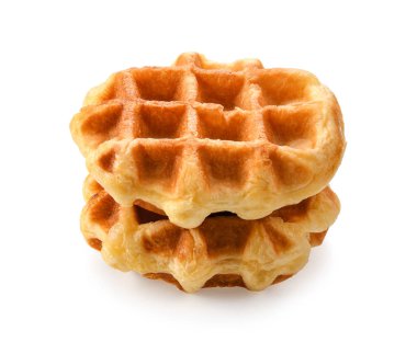 Beyaz arkaplanda izole edilmiş waffle 'lar.
