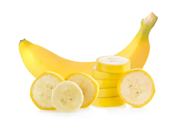 Banán Elszigetelt Fehér Background Teljes Mélységélesség — Stock Fotó