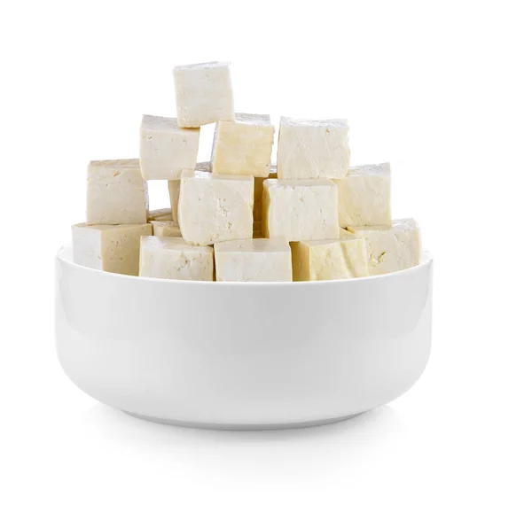 Tofu Una Ciotola Sfondo Bianco — Foto Stock