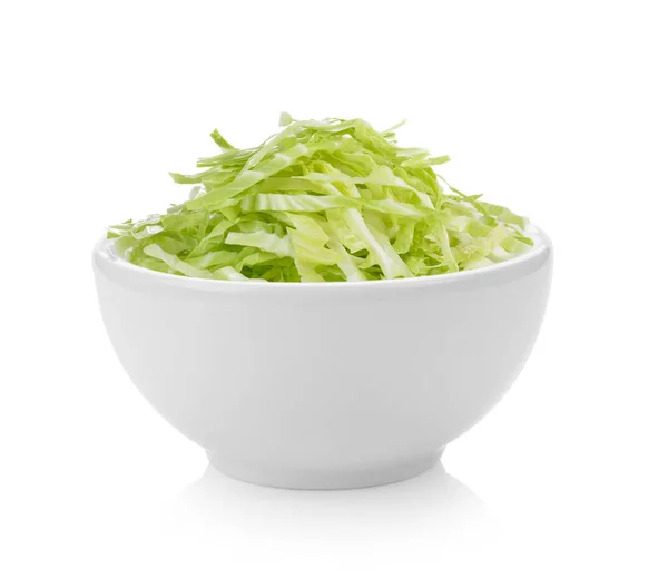Slice Cabbage Bowl White Background — Stock Photo, Image
