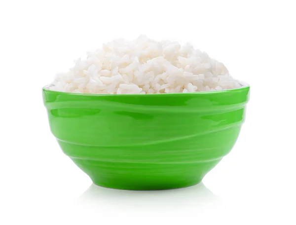 Rice Green Bowl White Background — Stock Photo, Image