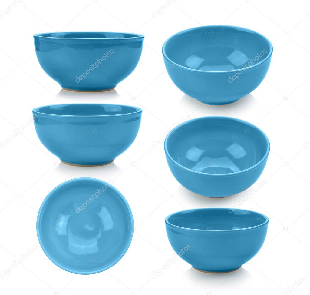 blue bowl on white background