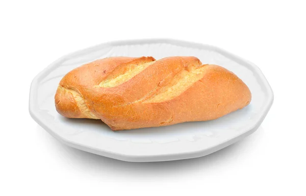 Chleb Płycie Białym Tle — Zdjęcie stockowe