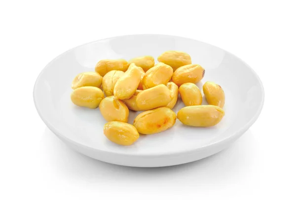 Peanuts Plate White Background — Stock Photo, Image