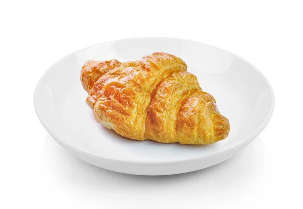 Croissant Plate White Background — Stock Photo, Image