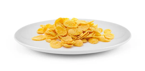 Tasty Cornflakes Plate Isolated White Background — Stock Photo, Image