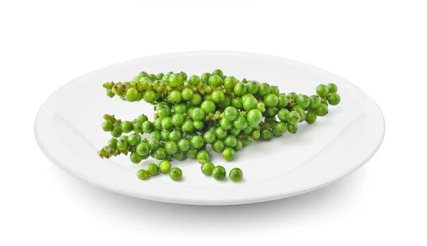 Maíz Pimienta Verde Plato Sobre Fondo Blanco — Foto de Stock