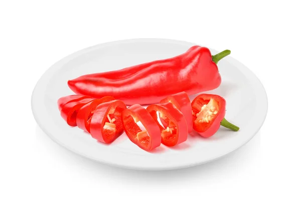 Chili Pepper Plate White Background — Stock Photo, Image