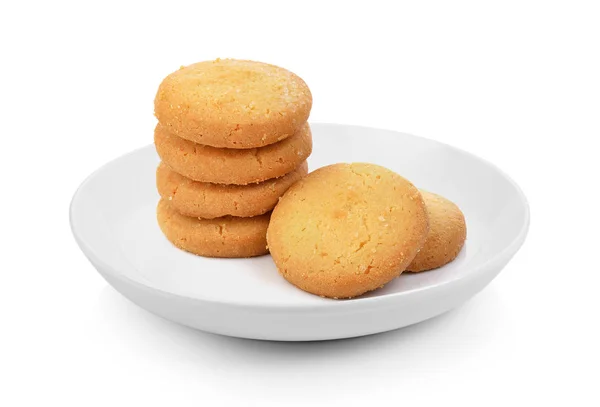 Cookie Plaat Witte Achtergrond — Stockfoto