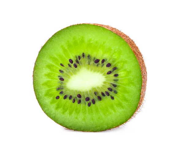 Snijd Van Verse Kiwi Geïsoleerd Witte Achtergrond — Stockfoto