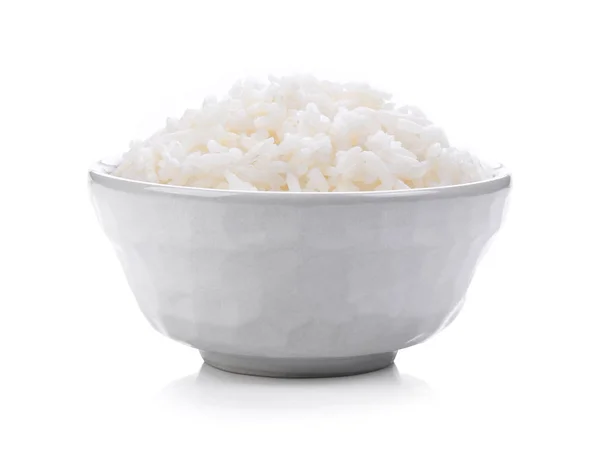 白底饭碗里的米 — 图库照片