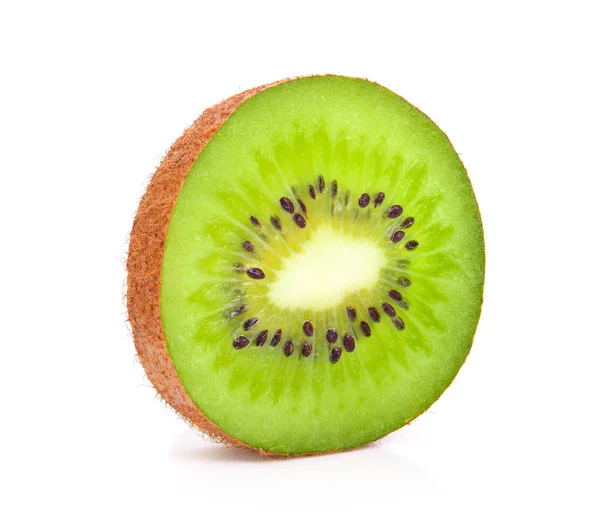 Slice Fresh Kiwi Fruit Isolated White Background — Stock Photo, Image