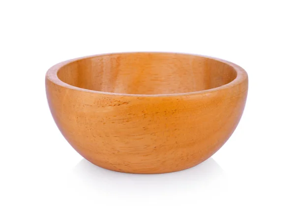 Empty Wood Bowl White Background — Stock Photo, Image