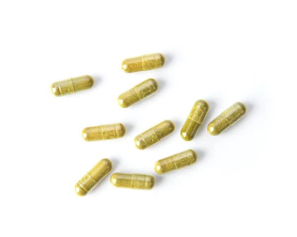 Herbal Capsules White Background — Stock Photo, Image