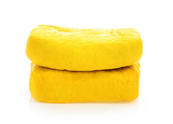 Beyaz Zemin Üzerine Sarı Tofu — Stok fotoğraf