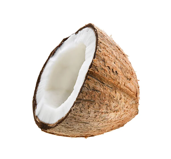 Pół Kokosa Izolowane Białym Tle — Zdjęcie stockowe