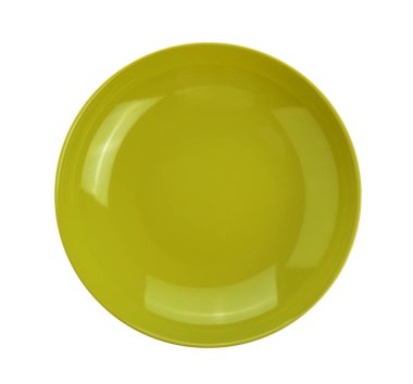 Beyaz arka plan üzerinde izole seramik yeşil plaka